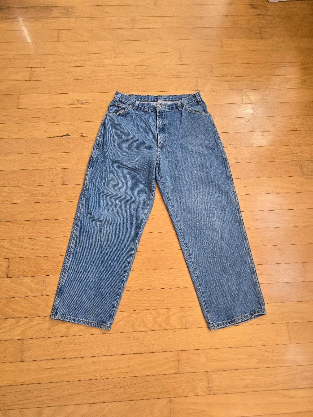 Vintage 90s Dickies Medium Light Wash Denim Relaxed Fit Carpenter Jeans MENS 32